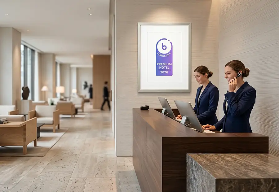 Hotel Lobby mit Longevity Siegel